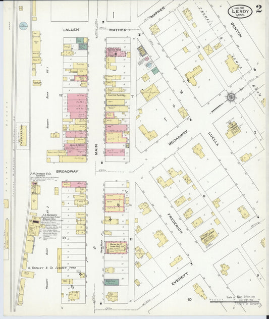 Sanborn Fire Insurance Map from Le Roy, Mower County, Minnesota (1910), Sheet #0002 - Historic Sanborn Fire Insurance Map Print, vintage old map wall art, antique decor, genealogy gift, Minnesota Minnesota map