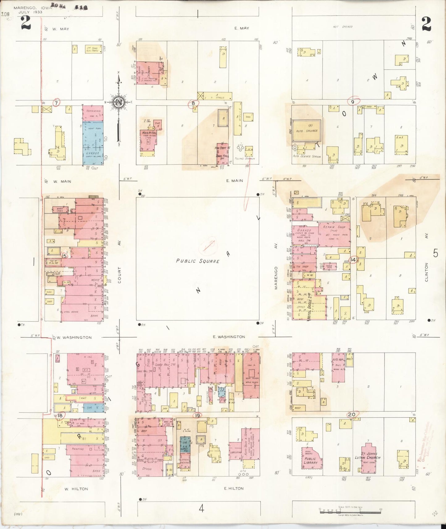 Sanborn Fire Insurance Map from Marengo, Iowa County, Iowa (1942), Sheet #0002 - Historic Sanborn Fire Insurance Map Print