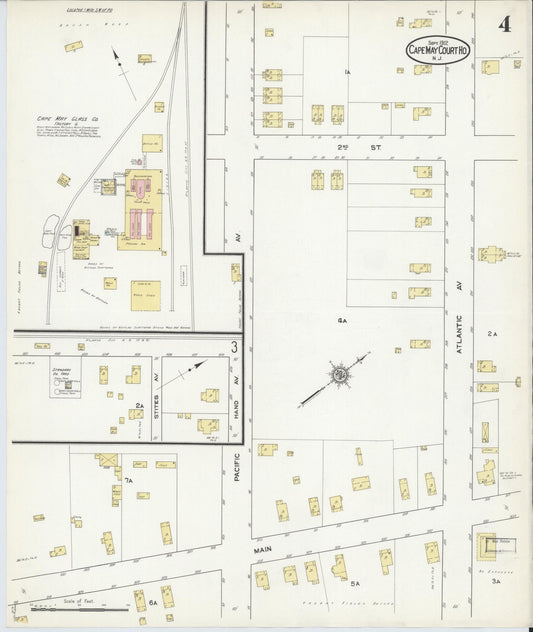 Sanborn Fire Insurance Map from Cape May Court House, Cape May County, New Jersey (1912), Sheet #0004 - Historic Sanborn Fire Insurance Map Print, vintage old map wall art, antique decor, genealogy gift, New Jersey New Jersey map