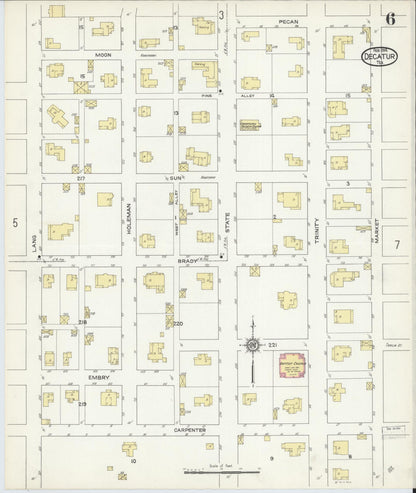 Sanborn Fire Insurance Map from Decatur, Wise County, Texas (1914), Sheet #0006 - Complete Map Set gallery image, historic Sanborn map, vintage wall art, Texas Texas