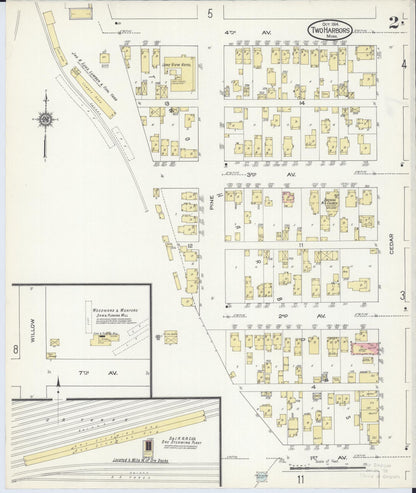 Sanborn Fire Insurance Map from Two Harbors, Lake County, Minnesota (1914), Sheet #0002 - Complete Map Set gallery image, historic Sanborn map, vintage wall art, Minnesota Minnesota