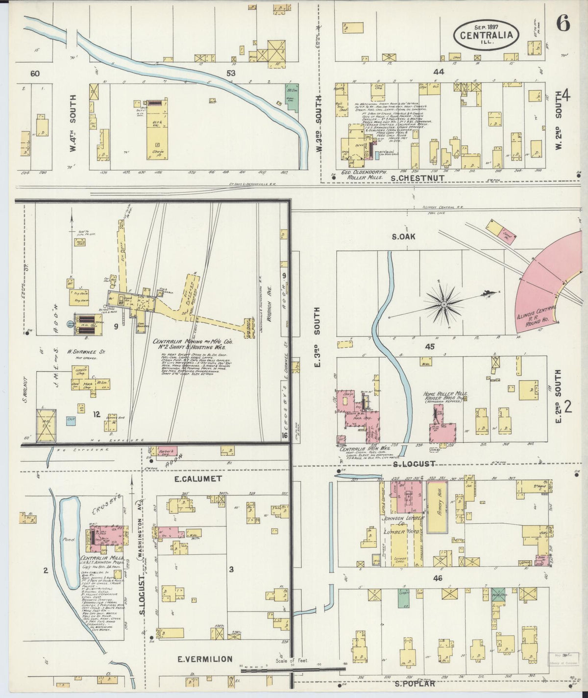 Sanborn Fire Insurance Map from Centralia, Marion, Clinton, Jefferson, and Washington Counties, Illinois (1897), Sheet #0006 - Complete Map Set gallery image, historic Sanborn map, vintage wall art, Illinois Illinois