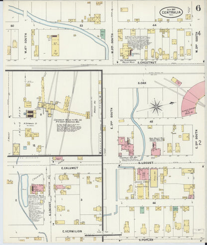 Sanborn Fire Insurance Map from Centralia, Marion, Clinton, Jefferson, and Washington Counties, Illinois (1897), Sheet #0006 - Complete Map Set gallery image, historic Sanborn map, vintage wall art, Illinois Illinois