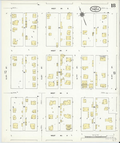 Sanborn Fire Insurance Map from Temple, Bell County, Texas (1910), Sheet #0018 - Complete Map Set gallery image, historic Sanborn map, vintage wall art, Texas Texas