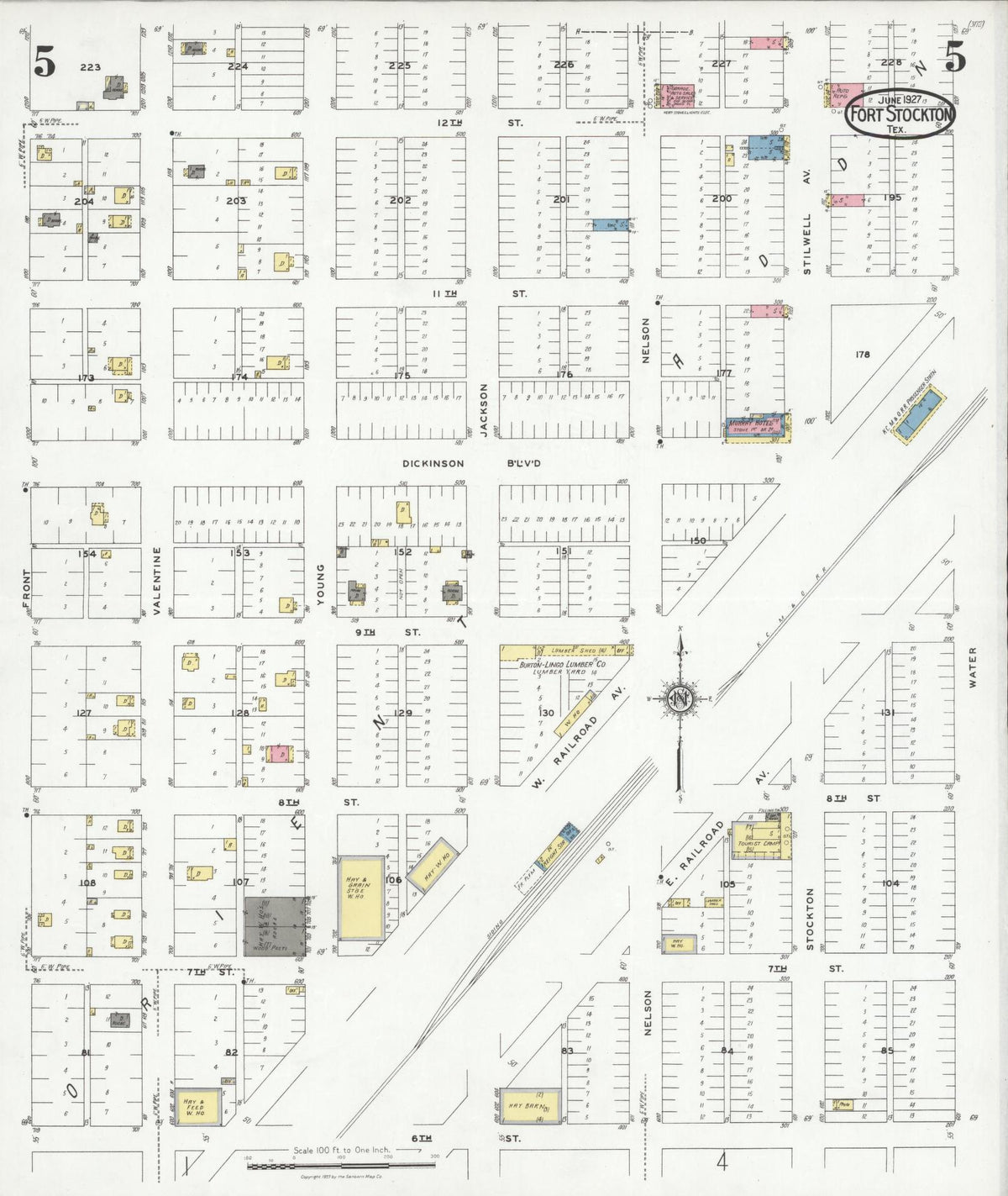 Sanborn Fire Insurance Map from Fort Stockton, Pecos County, Texas (1927), Sheet #0005 - Complete Map Set gallery image, historic Sanborn map, vintage wall art, Texas Texas