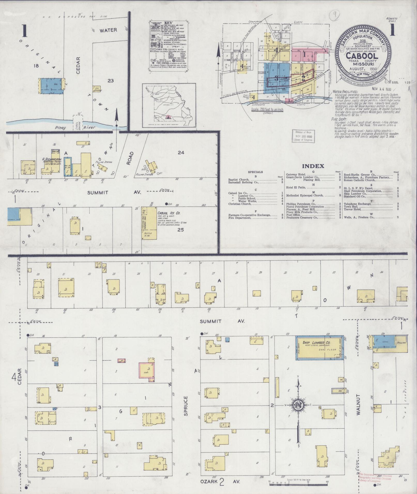 Sanborn Fire Insurance Map from Cabool, Texas County, Missouri. (1930) – Historic Sanborn Fire Insurance Map Print