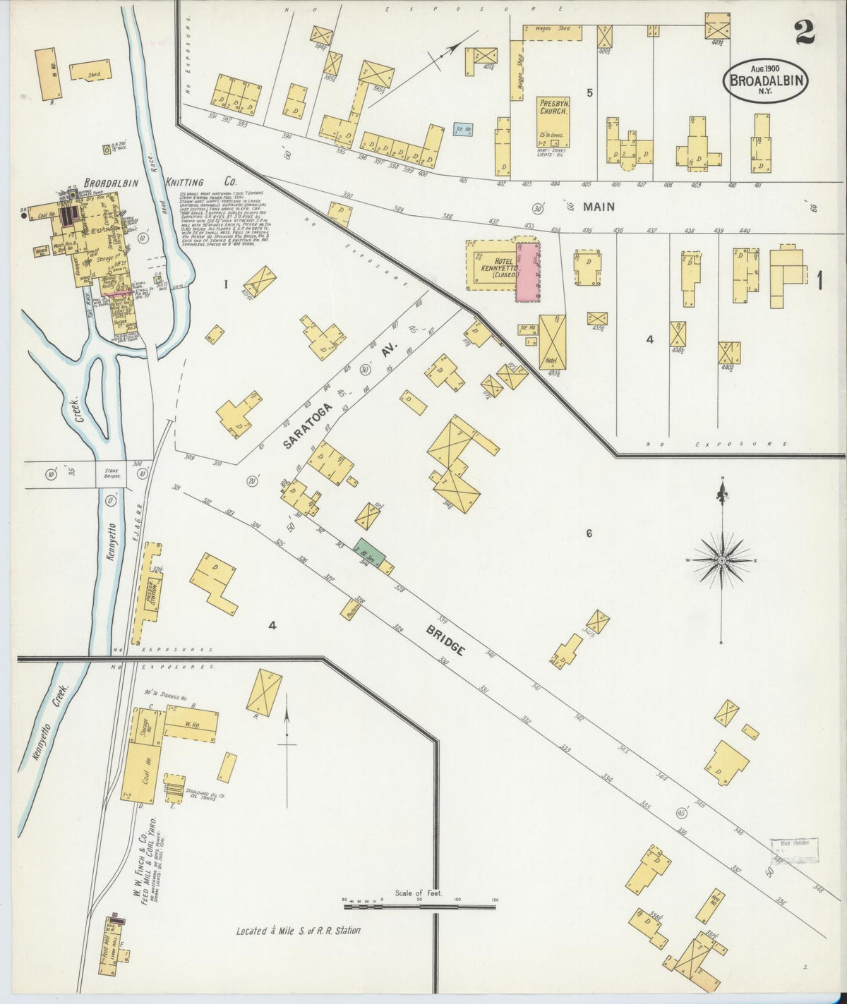 Sanborn Fire Insurance Map from Broadalbin, Fulton County, New York (1900), Sheet #0002 - Historic Sanborn Fire Insurance Map Print, vintage old map wall art, antique decor, genealogy gift, New York New York map
