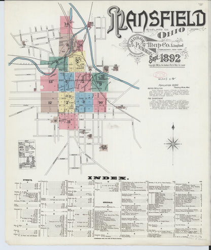 Sanborn Fire Insurance Map from Mansfield, Richland County, Ohio (1892), Sheet #0001 - Historic Sanborn Fire Insurance Map Print, vintage old map wall art, antique decor, genealogy gift, Ohio Ohio map