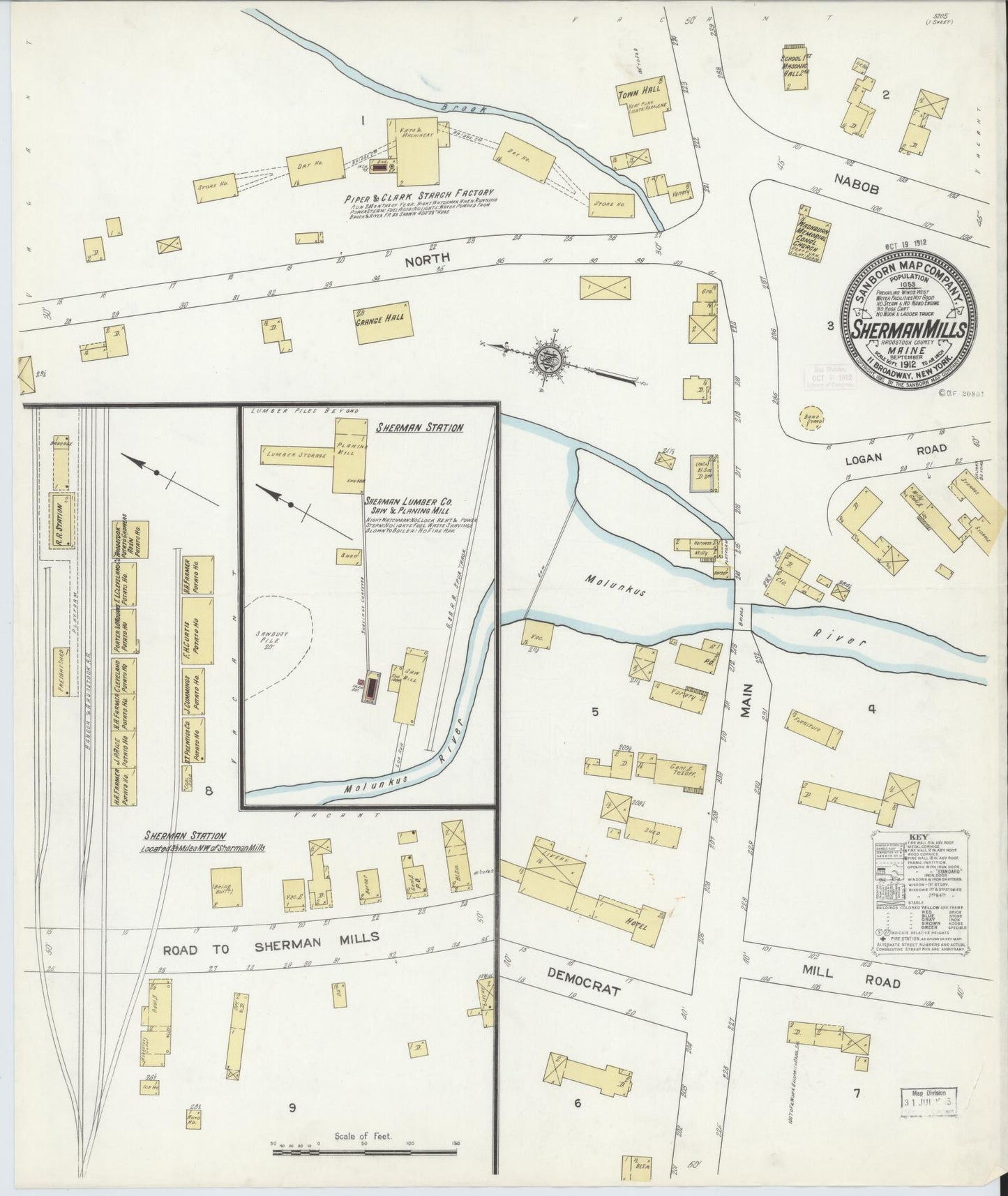 Sanborn Fire Insurance Map from Sherman, Aroostook County, Maine. (1912) – Historic Sanborn Fire Insurance Map Print