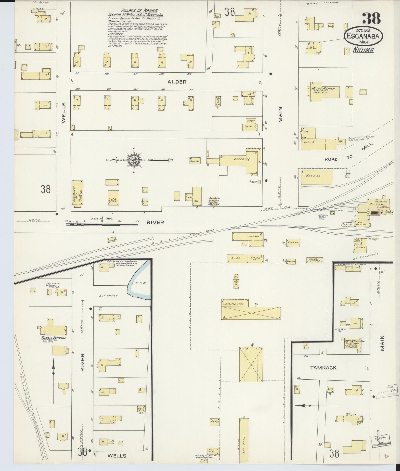 Sanborn Fire Insurance Map from Escanaba, Delta County, Michigan (1913), Sheet #0038 - Complete Map Set gallery image, historic Sanborn map, vintage wall art, Michigan Michigan