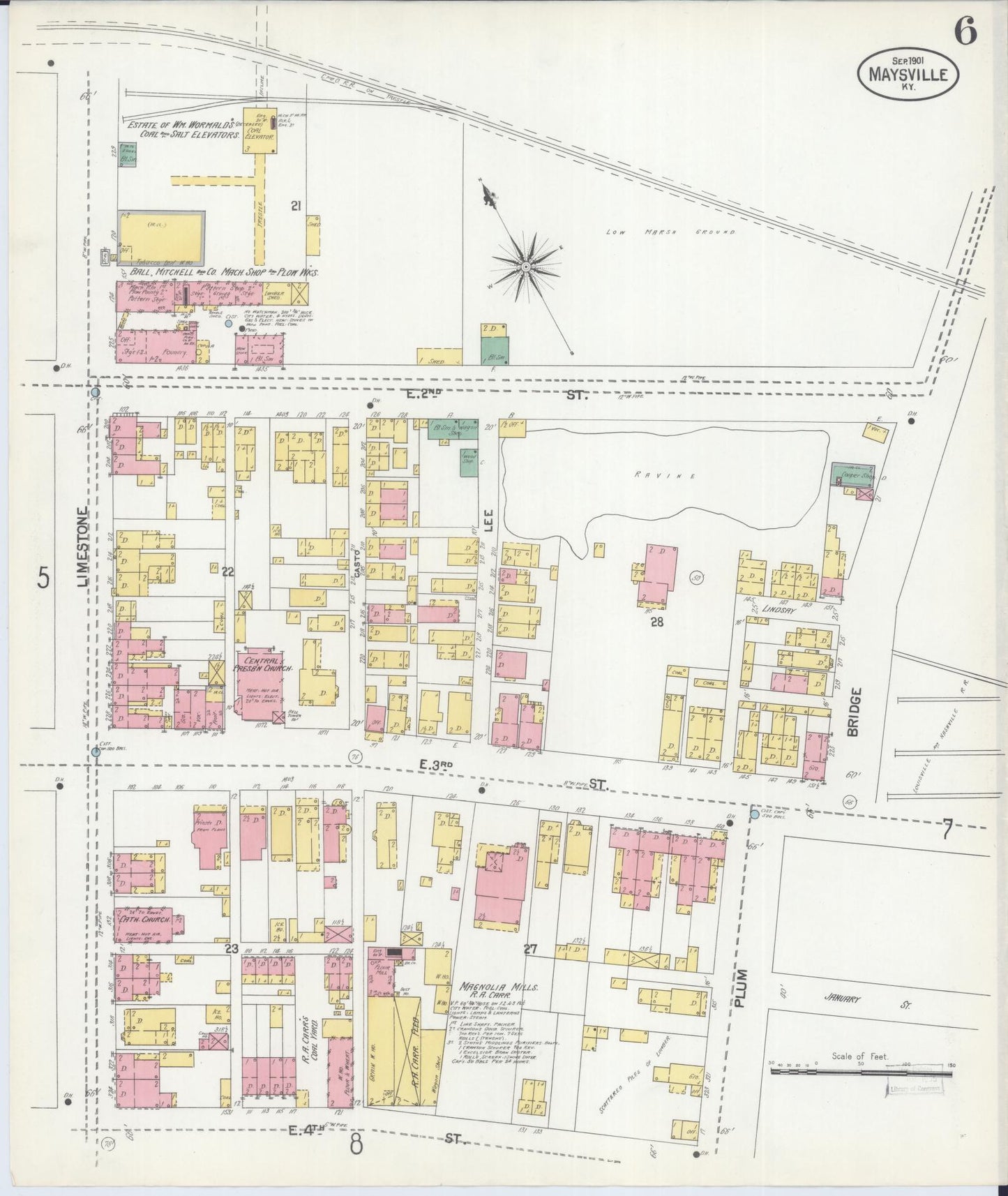 Sanborn Fire Insurance Map from Maysville, Mason County, Kentucky (1901), Sheet #0006 - Complete Map Set gallery image, historic Sanborn map, vintage wall art, Kentucky Kentucky