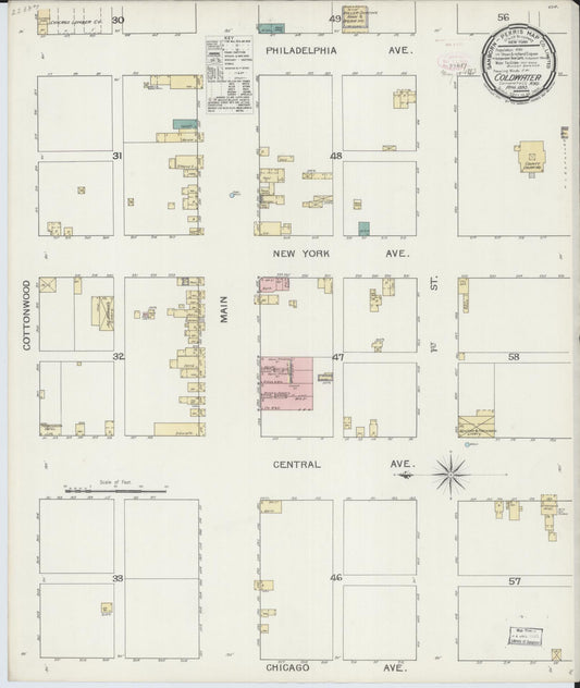 Sanborn Fire Insurance Map from Coldwater, Comanche County, Kansas (1893), Sheet #0001 - Historic Sanborn Fire Insurance Map Print, vintage old map wall art, antique decor, genealogy gift, Kansas Kansas map