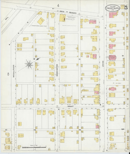 Sanborn Fire Insurance Map from Frostburg, Allegany County, Maryland (1904), Sheet #0005 - Complete Map Set gallery image, historic Sanborn map, vintage wall art, Maryland Maryland