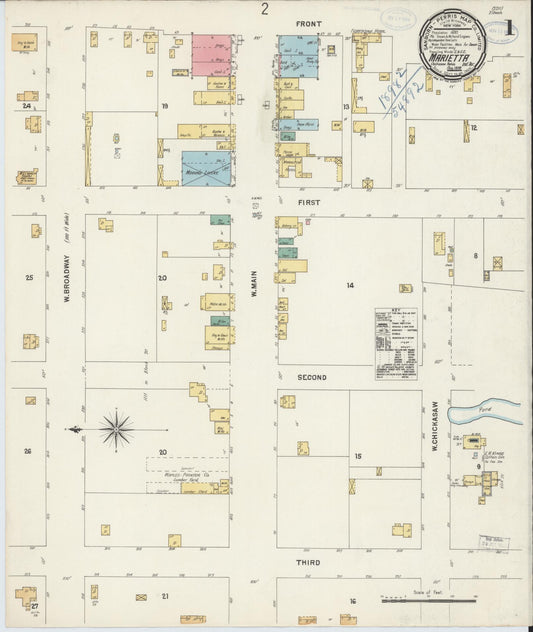 Sanborn Fire Insurance Map from Marietta, Love County, Oklahoma (1898), Sheet #0001 - Complete Map Set gallery image, historic Sanborn map, vintage wall art, Oklahoma Oklahoma