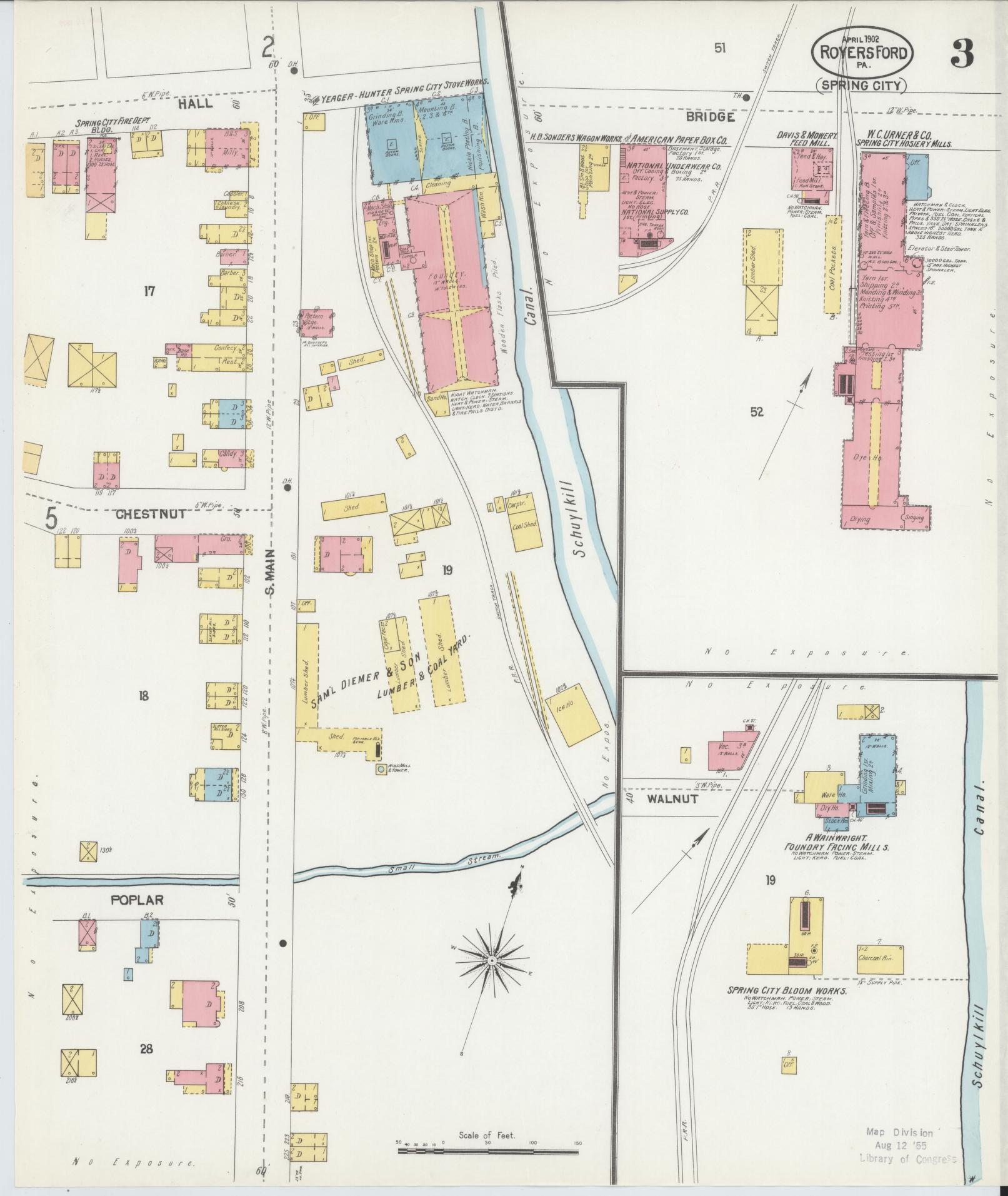 Sanborn Fire Insurance Map from Royersford, Montgomery County, Pennsylvania (1902), Sheet #0003 - Complete Map Set gallery image, historic Sanborn map, vintage wall art, Pennsylvania Pennsylvania