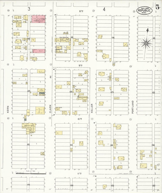 Sanborn Fire Insurance Map from Republic, Ferry County, Washington (1908), Sheet #0005 - Historic Sanborn Fire Insurance Map Print, vintage old map wall art, antique decor, genealogy gift, Washington Washington map