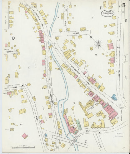 Sanborn Fire Insurance Map from Sing Sing, Westchester County, New York (1897), Sheet #0005 - Historic Sanborn Fire Insurance Map Print, vintage old map wall art, antique decor, genealogy gift, New York New York map
