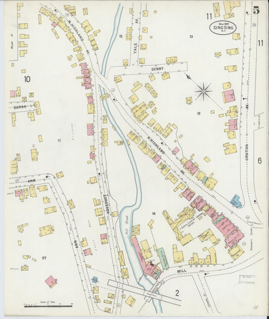 Sanborn Fire Insurance Map from Sing Sing, Westchester County, New York (1897), Sheet #0005 - Historic Sanborn Fire Insurance Map Print, vintage old map wall art, antique decor, genealogy gift, New York New York map