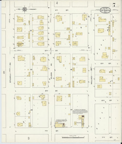 Sanborn Fire Insurance Map from De Queen, Sevier County, Arkansas (1914), Sheet #0007 - Complete Map Set gallery image, historic Sanborn map, vintage wall art, Arkansas Arkansas