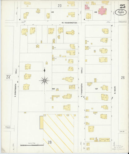 Sanborn Fire Insurance Map from Paris, Lamar County, Texas (1908), Sheet #0025 - Complete Map Set gallery image, historic Sanborn map, vintage wall art, Texas Texas
