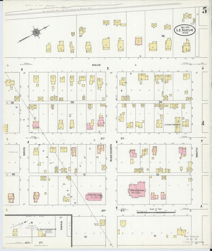 Sanborn Fire Insurance Map from Le Sueur, Le Sueur County, Minnesota (1910), Sheet #0005 - Historic Sanborn Fire Insurance Map Print, vintage old map wall art, antique decor, genealogy gift, Minnesota Minnesota map
