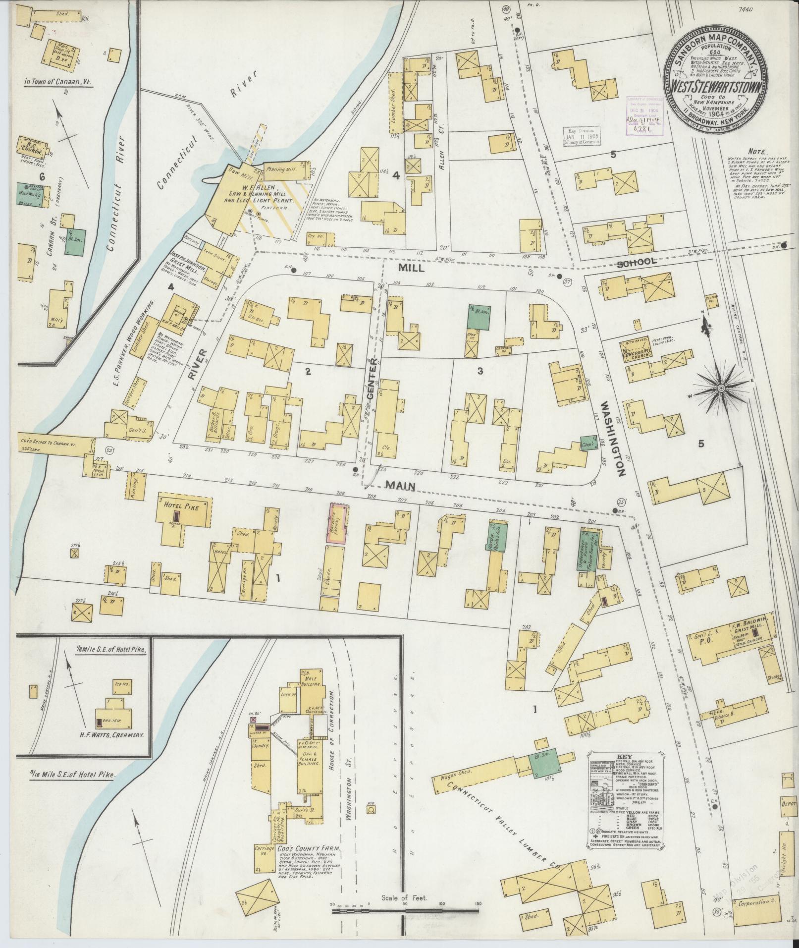 Sanborn Fire Insurance Map from West Stewartstown, Coos County, New Hampshire. (1904) – Historic Sanborn Fire Insurance Map Print