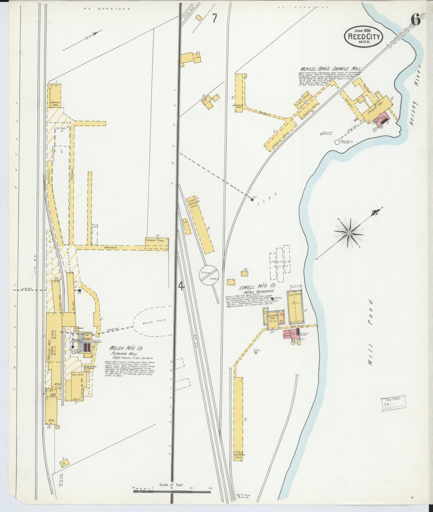 Sanborn Fire Insurance Map from Reed City, Osceola County, Michigan (1900), Sheet #0006 - Complete Map Set gallery image, historic Sanborn map, vintage wall art, Michigan Michigan