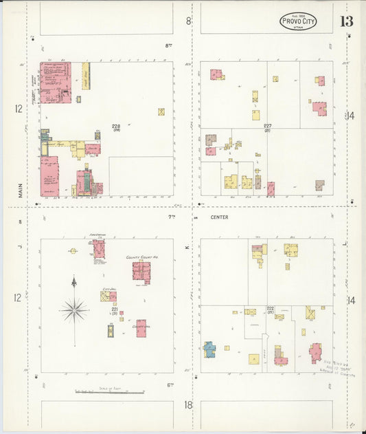 Sanborn Fire Insurance Map from Provo, Utah County, Utah (1900), Sheet #0013 - Historic Sanborn Fire Insurance Map Print, vintage old map wall art, antique decor, genealogy gift, Provo Utah map