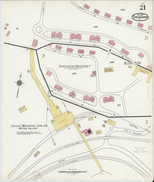 Sanborn Fire Insurance Map from Shenandoah, Schuylkill County, Pennsylvania (1921), Sheet #0021 - Historic Sanborn Fire Insurance Map Print, vintage old map wall art, antique decor, genealogy gift, Pennsylvania Pennsylvania map