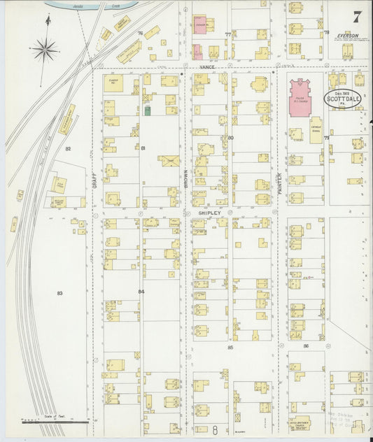 Sanborn Fire Insurance Map from Scottdale, Westmoreland County, Pennsylvania (1903), Sheet #0007 - Historic Sanborn Fire Insurance Map Print, vintage old map wall art, antique decor, genealogy gift, Pennsylvania Pennsylvania map
