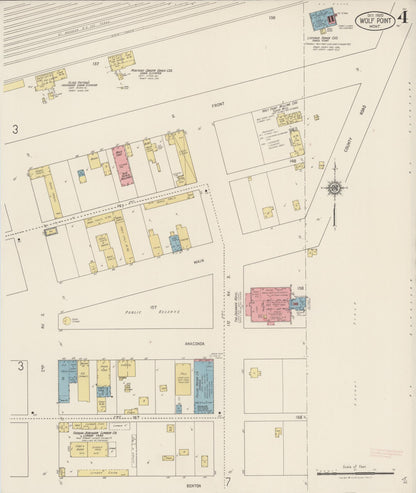 Sanborn Fire Insurance Map from Wolf Point, Roosevelt County, Montana (1920), Sheet #0004 - Complete Map Set gallery image, historic Sanborn map, vintage wall art, Montana Montana