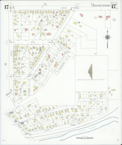 Sanborn Fire Insurance Map from Beloit, Rock County, Wisconsin (1939), Sheet #0017 - Complete Map Set gallery image, historic Sanborn map, vintage wall art, Wisconsin Wisconsin