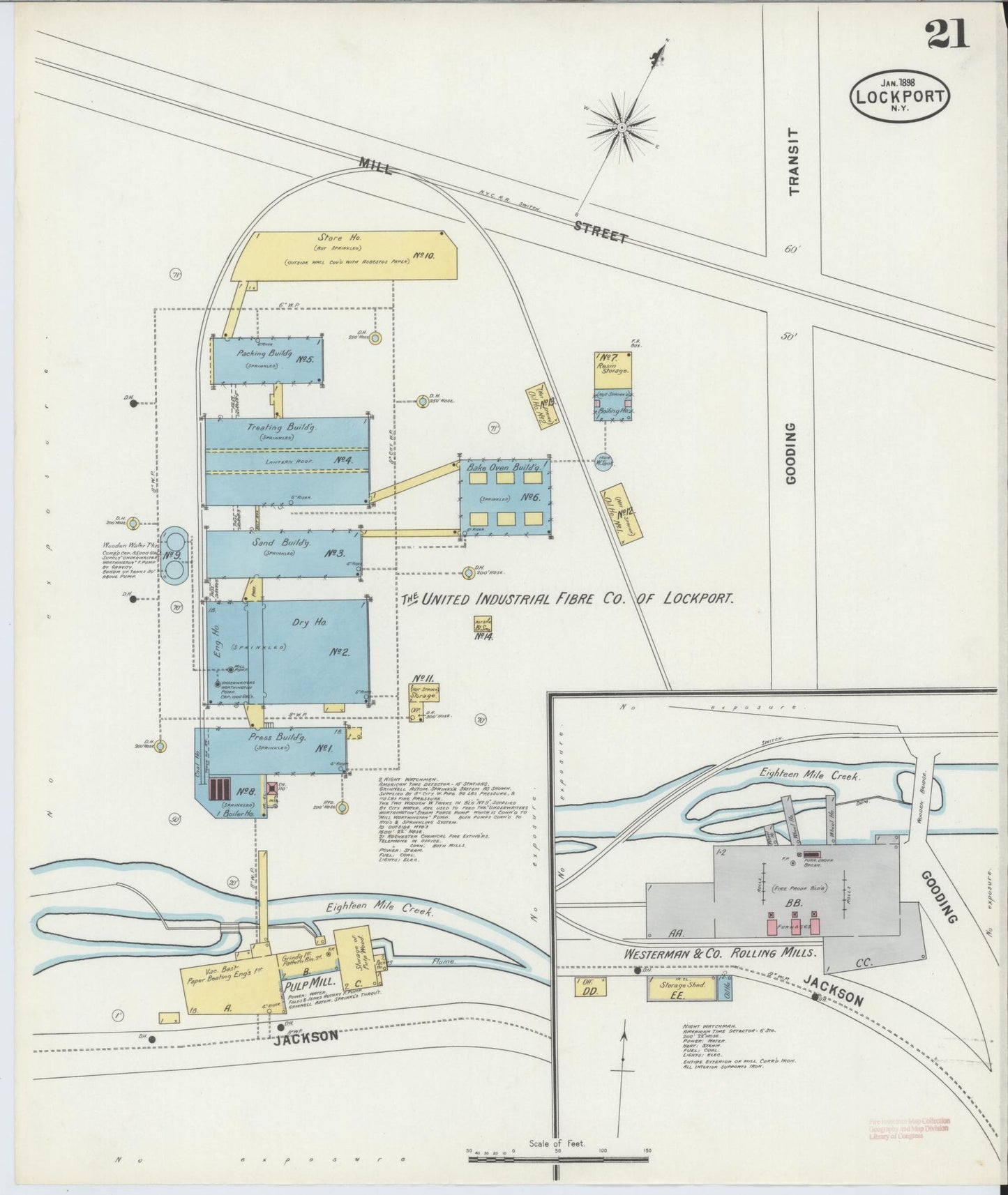 Sanborn Fire Insurance Map from Lockport, Niagara County, New York (1898), Sheet #0021 - Complete Map Set gallery image, historic Sanborn map, vintage wall art, New York New York