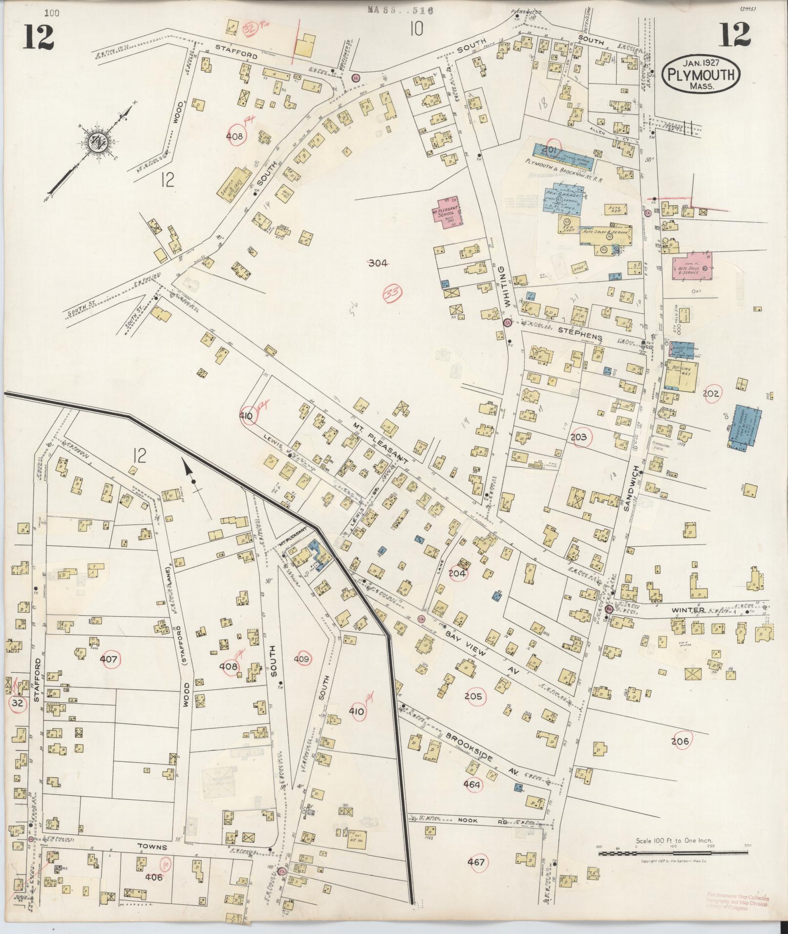 Sanborn Fire Insurance Map from Plymouth, Plymouth County, Massachusetts (1948), Sheet #0012 - Complete Map Set gallery image, historic Sanborn map, vintage wall art, Massachusetts Massachusetts