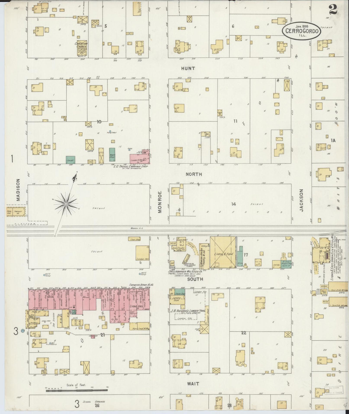 Sanborn Fire Insurance Map from Cerro Gordo, Piatt County, Illinois (1899), Sheet #0002 - Complete Map Set gallery image, historic Sanborn map, vintage wall art, Illinois Illinois
