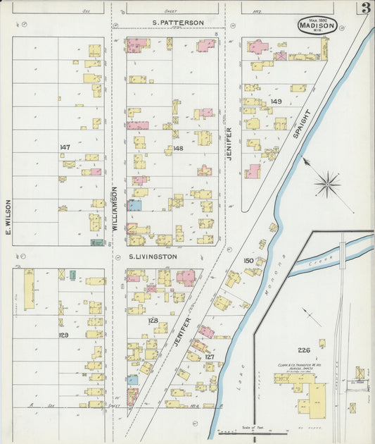 Sanborn Fire Insurance Map from Madison, Dane County, Wisconsin (1892), Sheet #0003 - Historic Sanborn Fire Insurance Map Print, vintage old map wall art, antique decor, genealogy gift, Wisconsin Wisconsin map