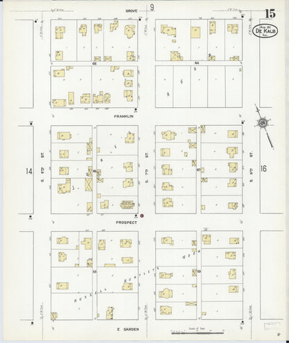Sanborn Fire Insurance Map from De Kalb, De Kalb County, Illinois (1912), Sheet #0015 - Complete Map Set gallery image, historic Sanborn map, vintage wall art, Illinois Illinois