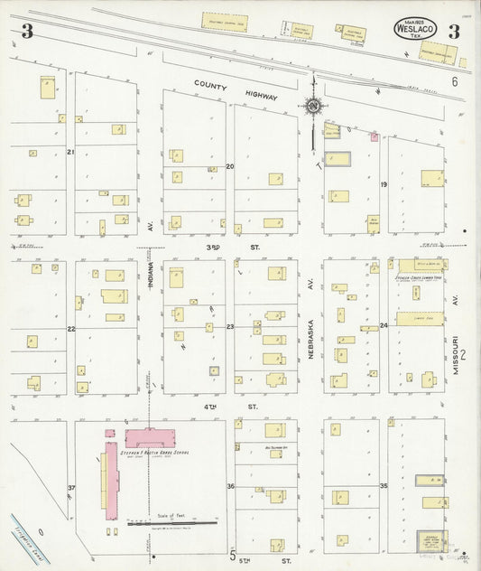 Sanborn Fire Insurance Map from Weslaco, Hidalgo County, Texas (1925), Sheet #0003 - Historic Sanborn Fire Insurance Map Print, vintage old map wall art, antique decor, genealogy gift, Texas Texas map