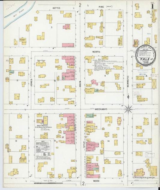 Sanborn Fire Insurance Map from Yale, Saint Clair County, Michigan (1900), Sheet #0001 - Historic Sanborn Fire Insurance Map Print, vintage old map wall art, antique decor, genealogy gift, Michigan Michigan map