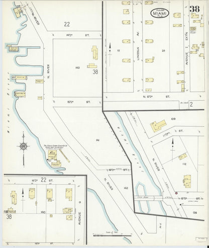 Sanborn Fire Insurance Map from Miami, Dade County, Florida (1914), Sheet #0038 - Historic Sanborn Fire Insurance Map Print, vintage old map wall art, antique decor, genealogy gift, Florida Florida map