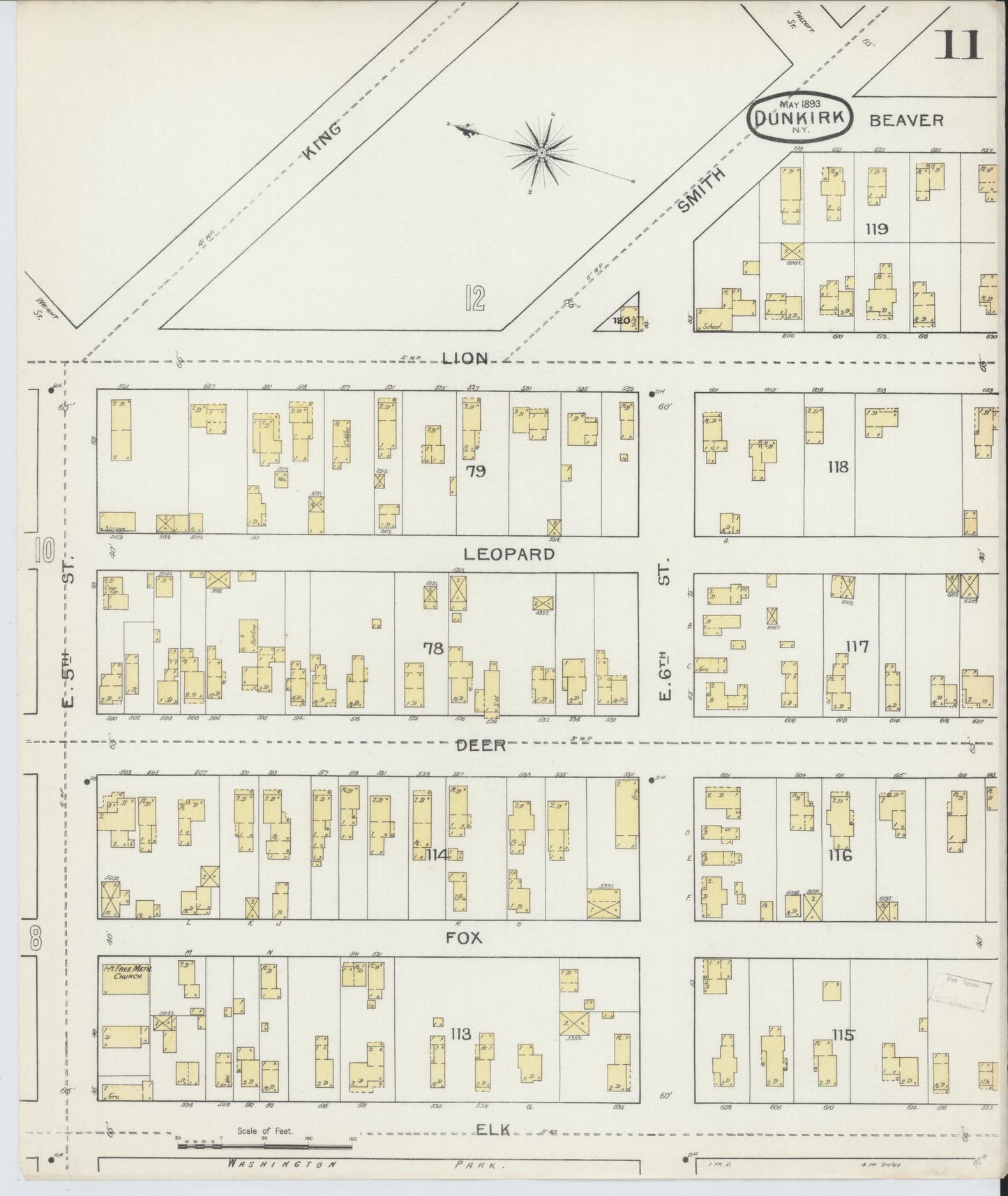 Sanborn Fire Insurance Map from Dunkirk, Chautauqua County, New York (1893), Sheet #0011 - Complete Map Set gallery image, historic Sanborn map, vintage wall art, New York New York