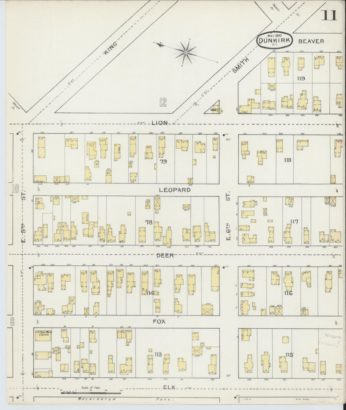 Sanborn Fire Insurance Map from Dunkirk, Chautauqua County, New York (1893), Sheet #0011 - Complete Map Set gallery image, historic Sanborn map, vintage wall art, New York New York