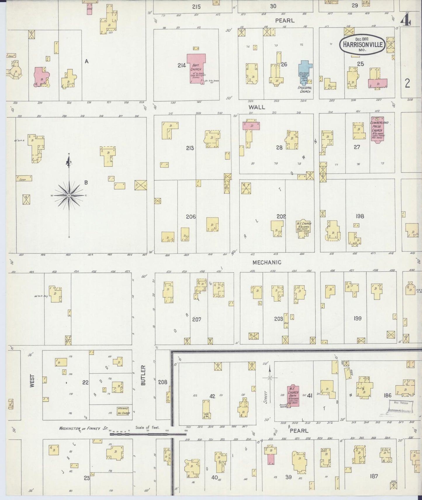Sanborn Fire Insurance Map from Harrisonville, Cass County, Missouri (1902), Sheet #0004 - Complete Map Set gallery image, historic Sanborn map, vintage wall art, Missouri Missouri