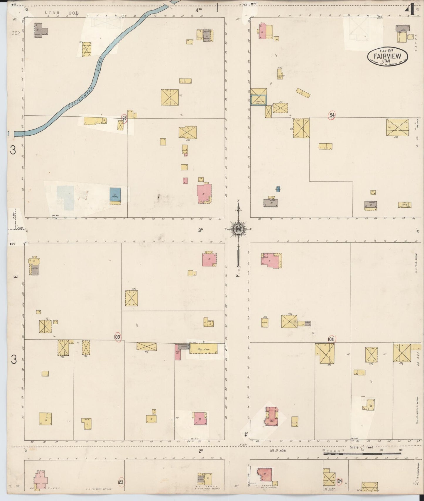 Sanborn Fire Insurance Map from Fairview, Sanpete County, Utah (1931), Sheet #0004 - Complete Map Set gallery image, historic Sanborn map, vintage wall art, Utah Utah