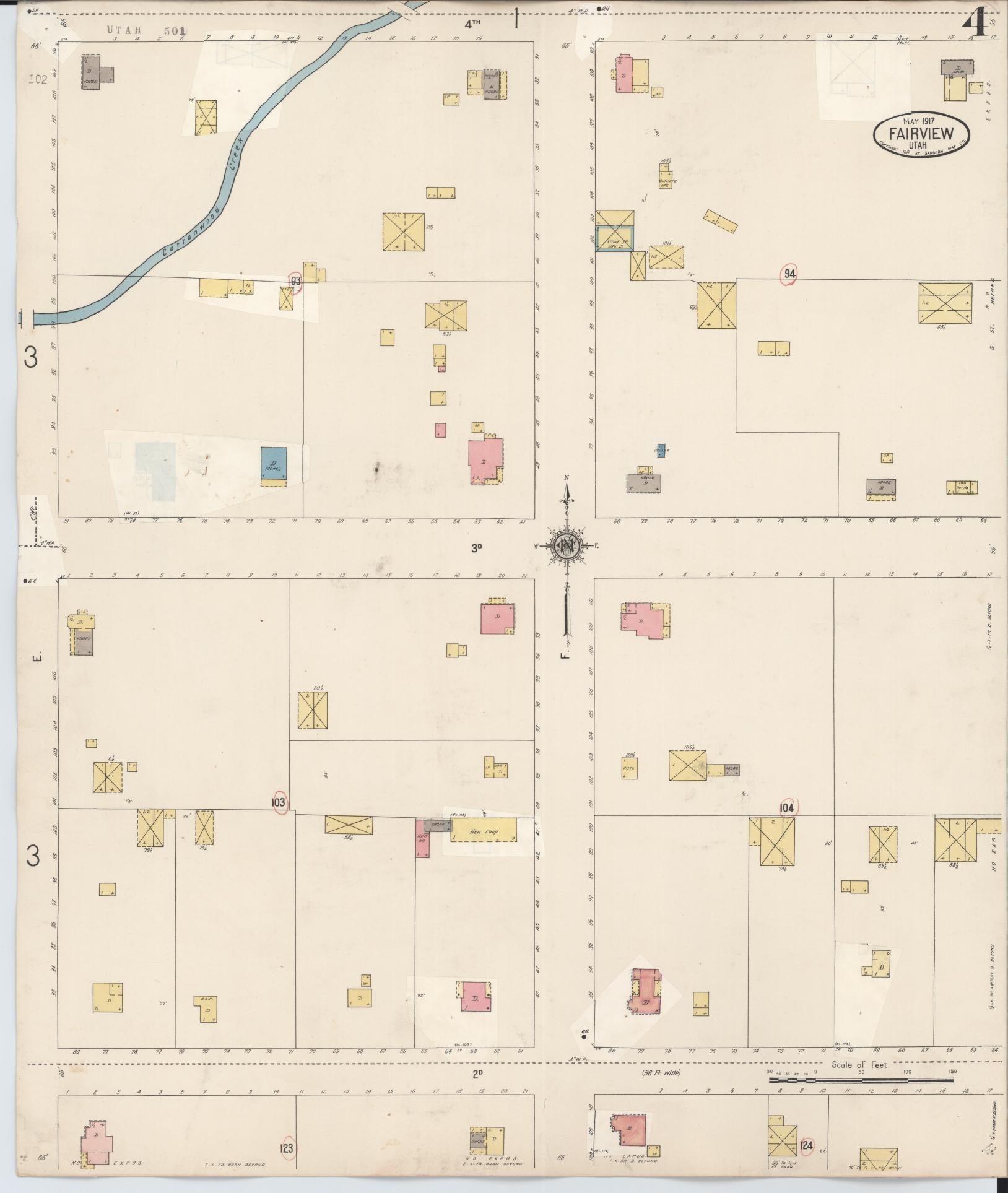 Sanborn Fire Insurance Map from Fairview, Sanpete County, Utah (1931), Sheet #0004 - Complete Map Set gallery image, historic Sanborn map, vintage wall art, Utah Utah