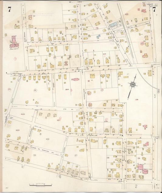 Sanborn Fire Insurance Map from Conway, Horry County, South Carolina (1949), Sheet #0007 - Historic Sanborn Fire Insurance Map Print, vintage old map wall art, antique decor, genealogy gift, South Carolina South Carolina map