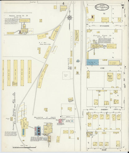 Sanborn Fire Insurance Map from Blytheville, Mississippi County, Arkansas (1913), Sheet #0007 - Complete Map Set gallery image, historic Sanborn map, vintage wall art, Blytheville Mississippi