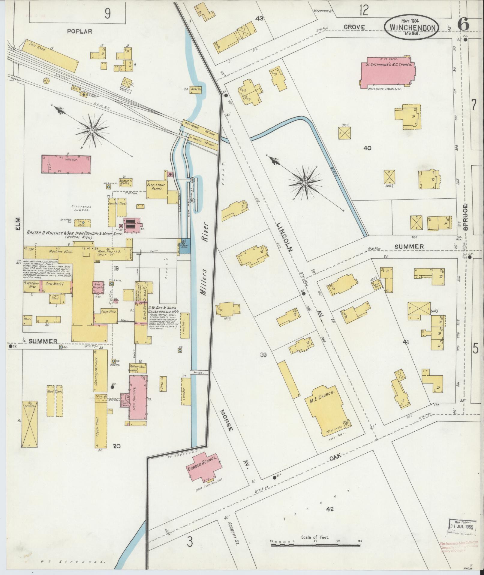 Sanborn Fire Insurance Map from Winchendon, Worcester County, Massachusetts (1904), Sheet #0006 - Complete Map Set gallery image, historic Sanborn map, vintage wall art, Massachusetts Massachusetts