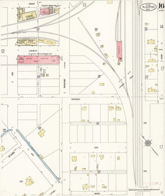 Sanborn Fire Insurance Map from Blackfoot, Bingham County, Idaho (1921), Sheet #0016 - Historic Sanborn Fire Insurance Map Print, vintage old map wall art, antique decor, genealogy gift, Idaho Idaho map