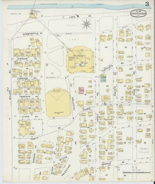 Sanborn Fire Insurance Map from Chautauqua, Chautauqua County, New York (1896), Sheet #0003 - Historic Sanborn Fire Insurance Map Print, vintage old map wall art, antique decor, genealogy gift, New York New York map